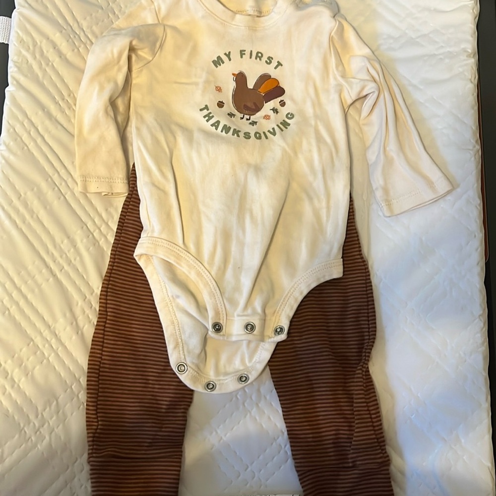 Baby’s first Thanksgiving long sleeve onesie and pants set